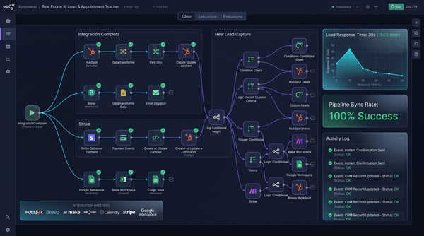 Engineered automation architecture with CRM and payment nodes